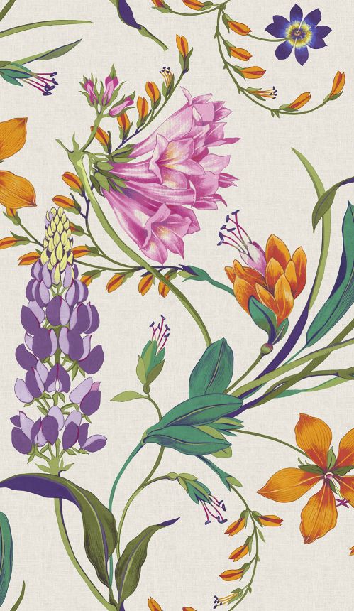 Tapete, lila-orange, Blumen, 130295, Concerto, Graham Brown Premium