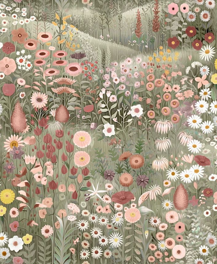 Tapete, grün-beige, blühende Wiese, 127928, Arboretum, Graham Brown Premium