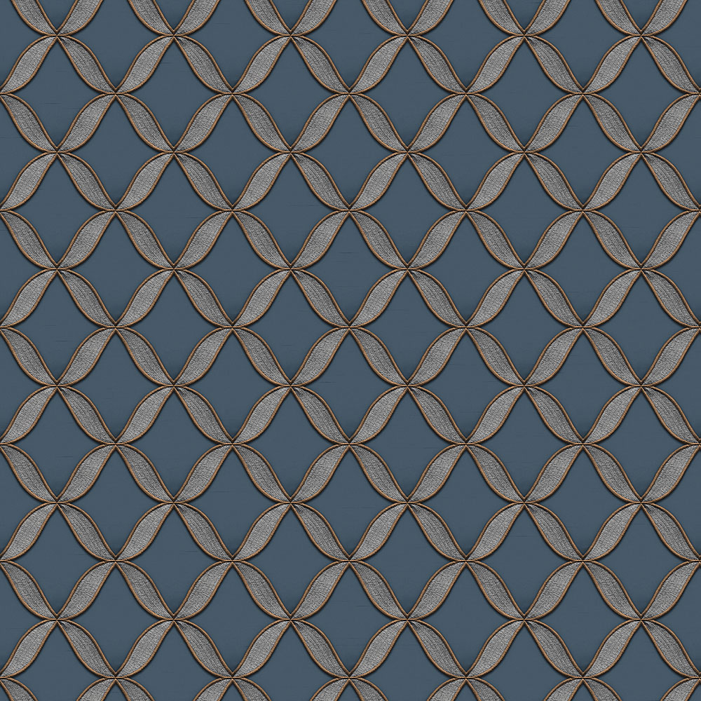 Luxuriöse blaue Vliestapete mit Stoffstruktur FT221227, Fabric Touch, Design ID