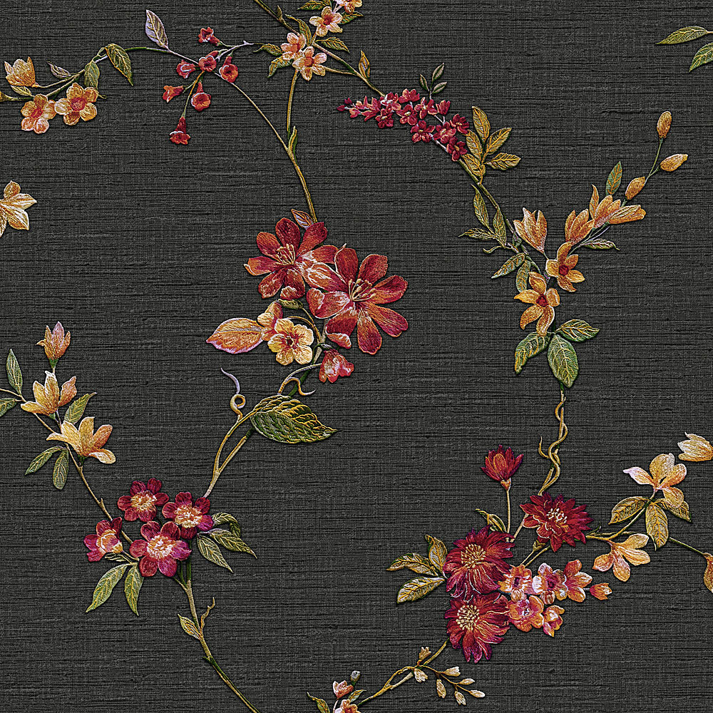 Luxuriöse schwarze Vliestapete mit Blumenmuster FT221214, Best Sellers, Design ID