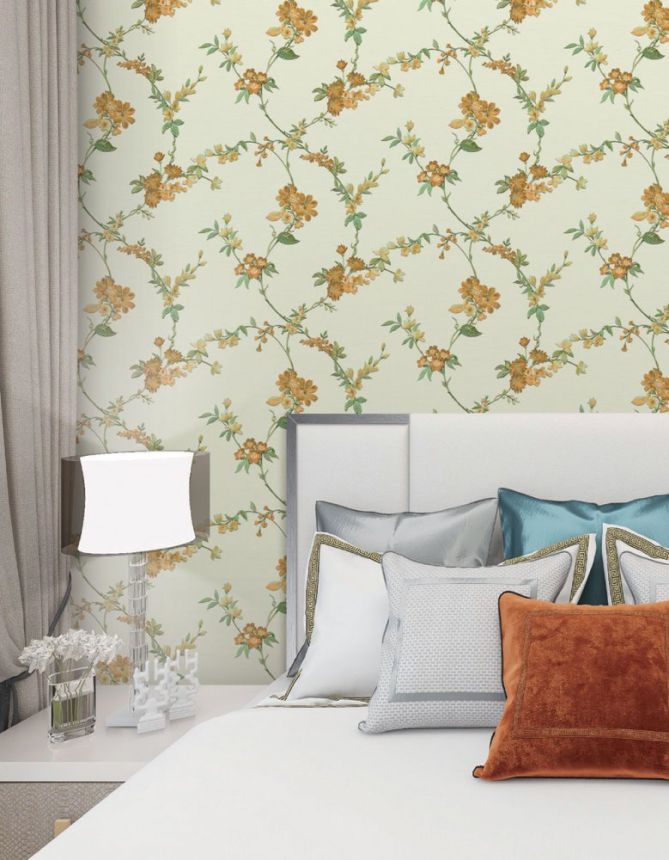 Luxus beige Vliestapete, Blumenmuster FT221211, Best Sellers, Design ID