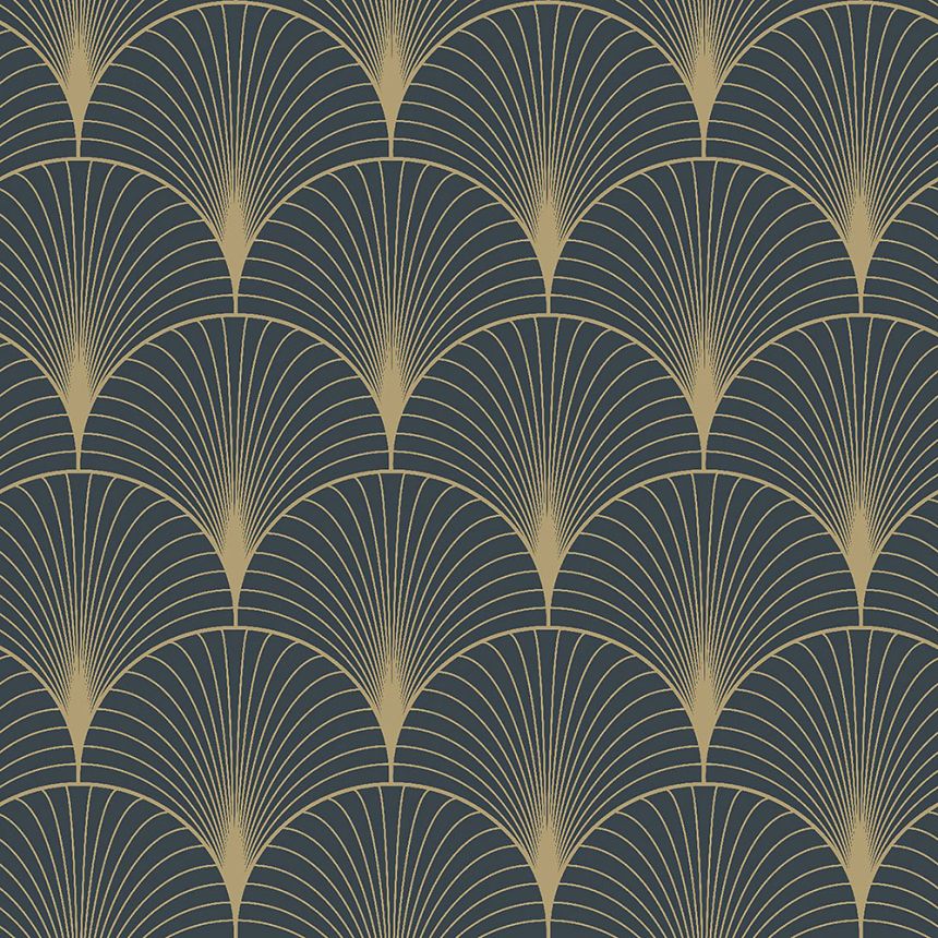 Dunkelblaue geometrische Vliestapete 139231, Art Deco, Esta
