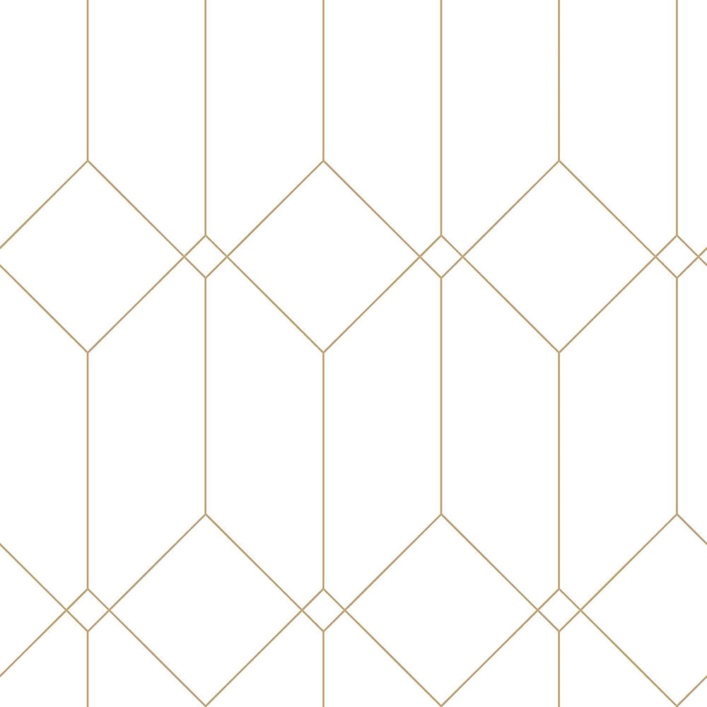 Weiße geometrische Vliestapete für die Wand, goldene Linien 139223, Art Deco, Esta