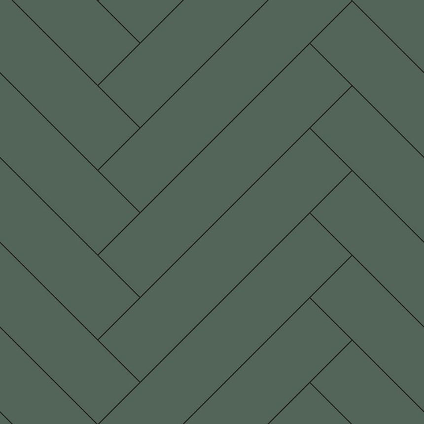 Dunkelgrüne Vliestapete mit Parkettmuster 139222, Art Deco, Esta