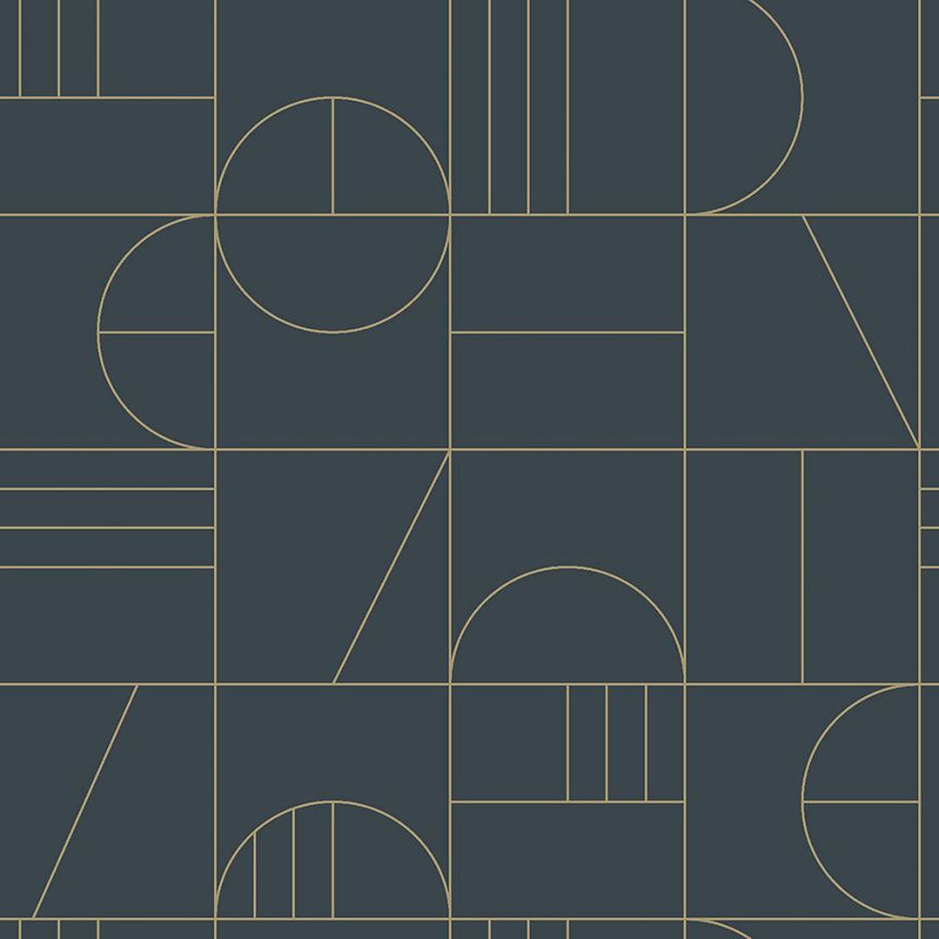 Blaue Vliestapete für die Wand, geometrisches Muster 139210, Art Deco, Est
