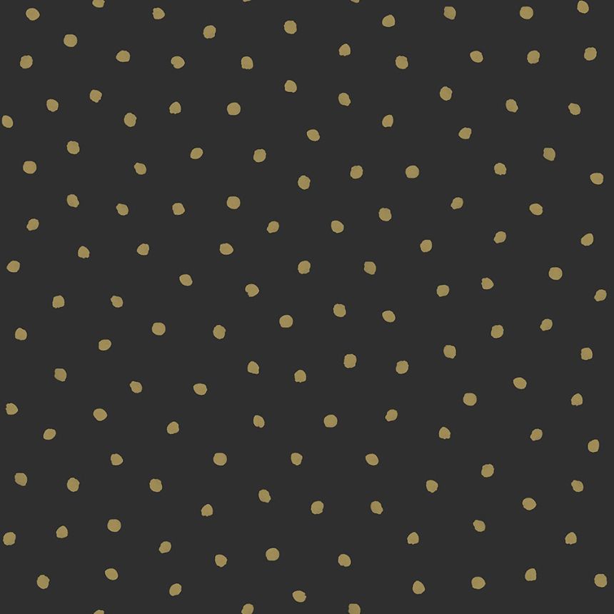 Schwarze Vliestapete mit goldenen Punkten 139122, Black & White, Esta