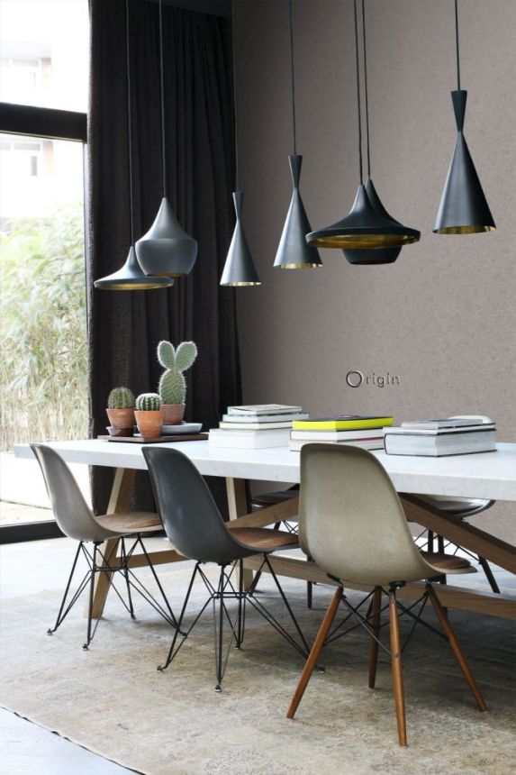 Braune Vliestapete mit dezentem Metallic-Glanz 346205, Matières - Metal, Origin