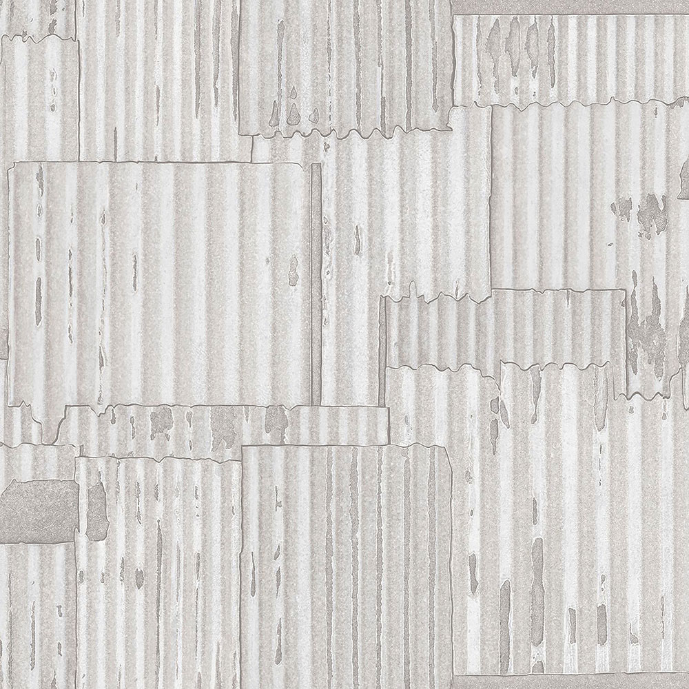 Metallic-Vliestapete, Wellblech-Design 347619, Matières - Metal, Origin