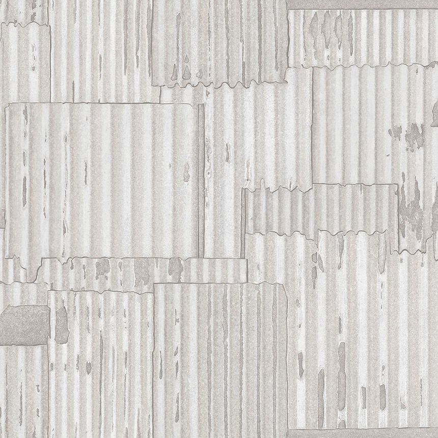 Metallic-Vliestapete, Wellblech-Design 347619, Matières - Metal, Origin