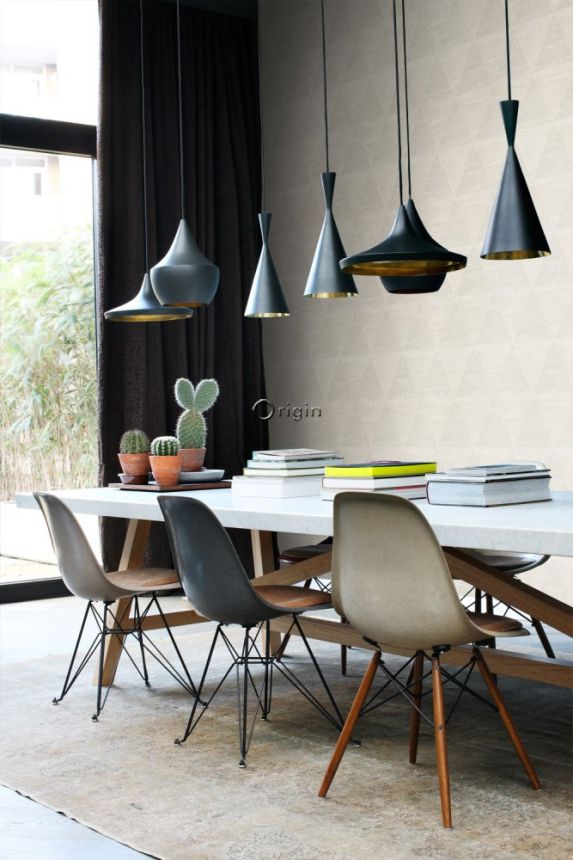 Graue Vliestapete, Imitation von Metalldreiecken 337257, Matières - Metal, Origin