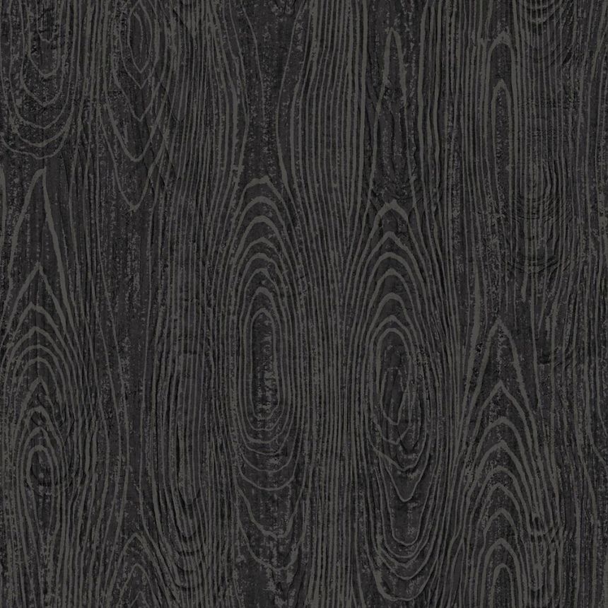 Schwarze halbglänzende Tapete in Holzoptik, 347558, Matières - Wood, Origin