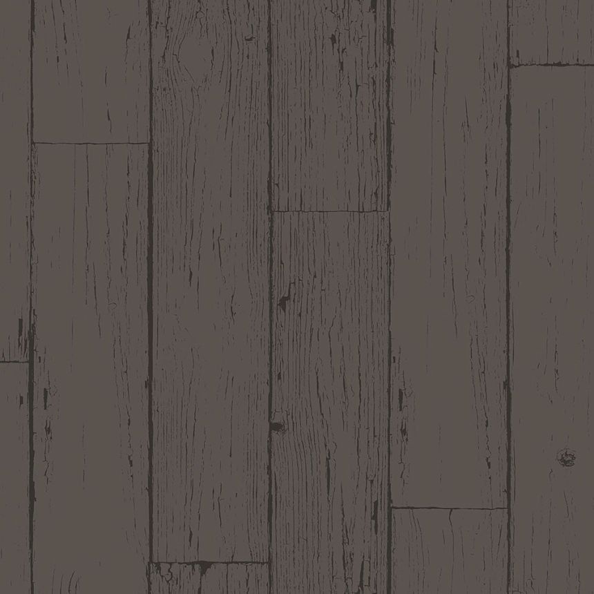 Metallic-Tapete in schwarz-silberner Holzoptik, Dielen, 347552, Matières - Wood, Origin
