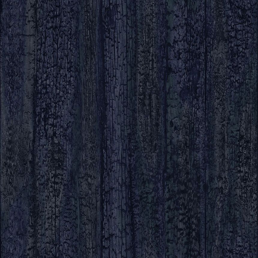 Tapete in dunkelblauer Holzoptik, 347532, Matières - Wood, Origin