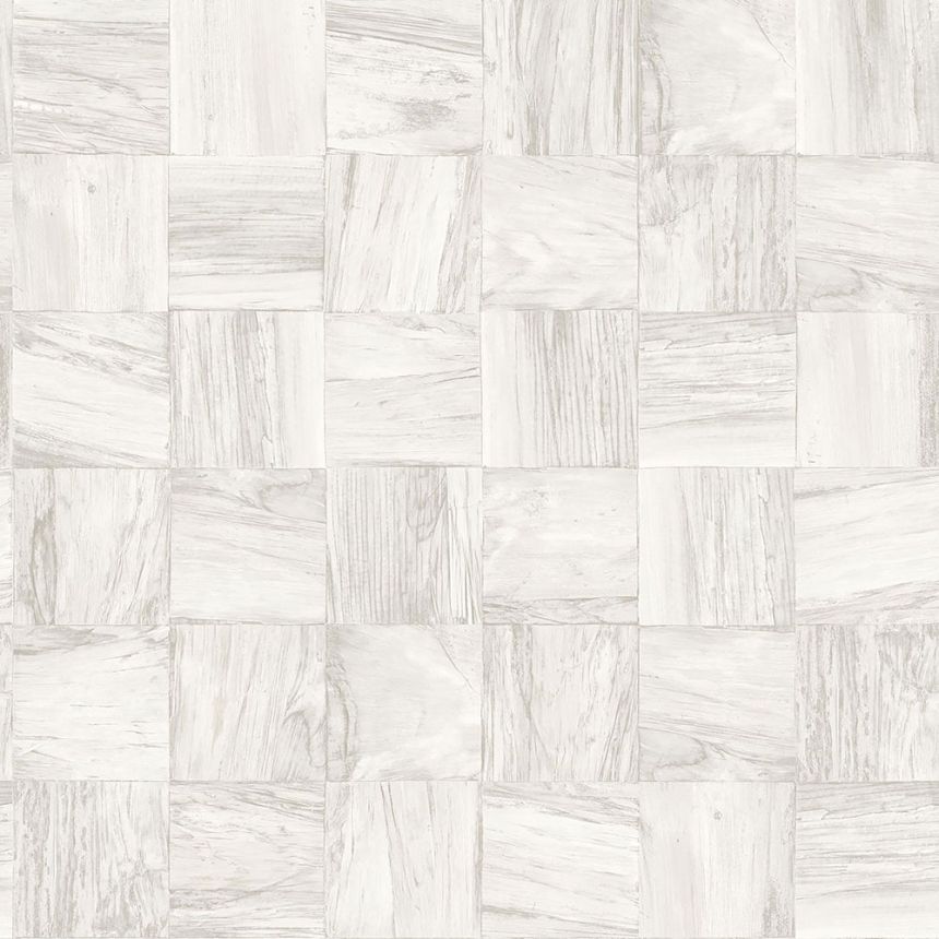Tapete in grau-weißer Holzoptik, 347515, Matières - Wood, Origin
