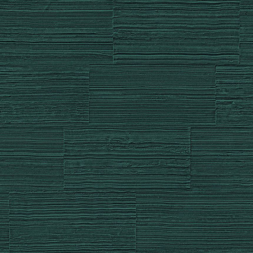 Vliestapete, Imitation einer grün-schwarzen Steinverkleidung 347578, Matières - Stone, Origin