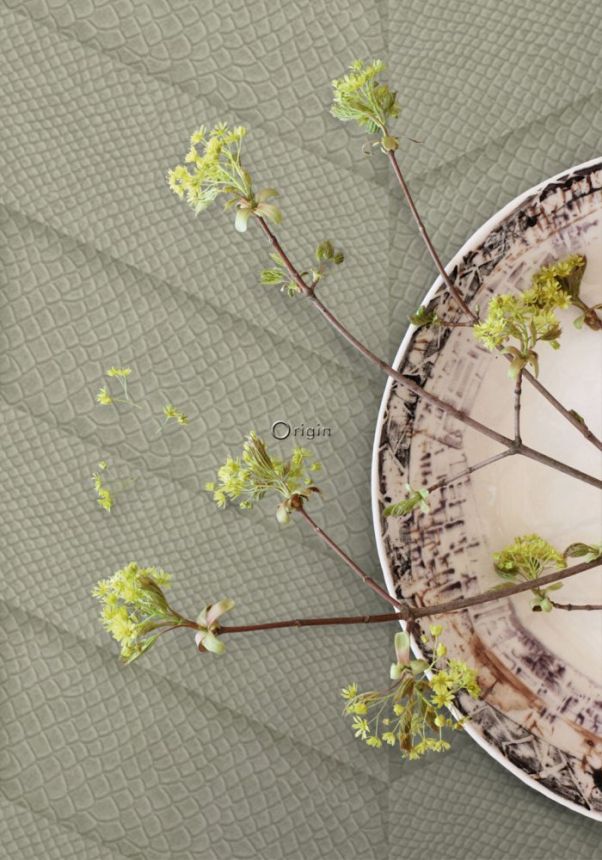 Grau-beige Vliestapete, Parkett-Ledermuster 347790, Luxury Skins, Origin