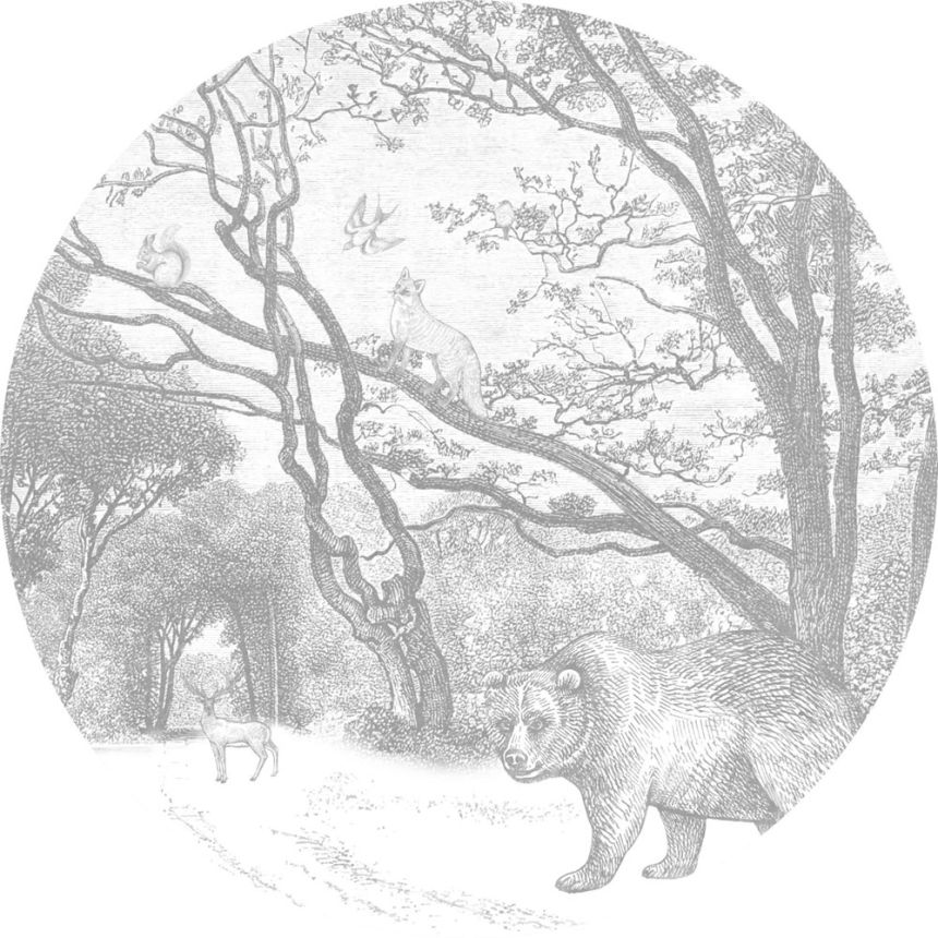 Selbstklebende kreisförmige Tapete Waldtiere 159070, Durchmesser 70 cm, Forest Friends, Esta