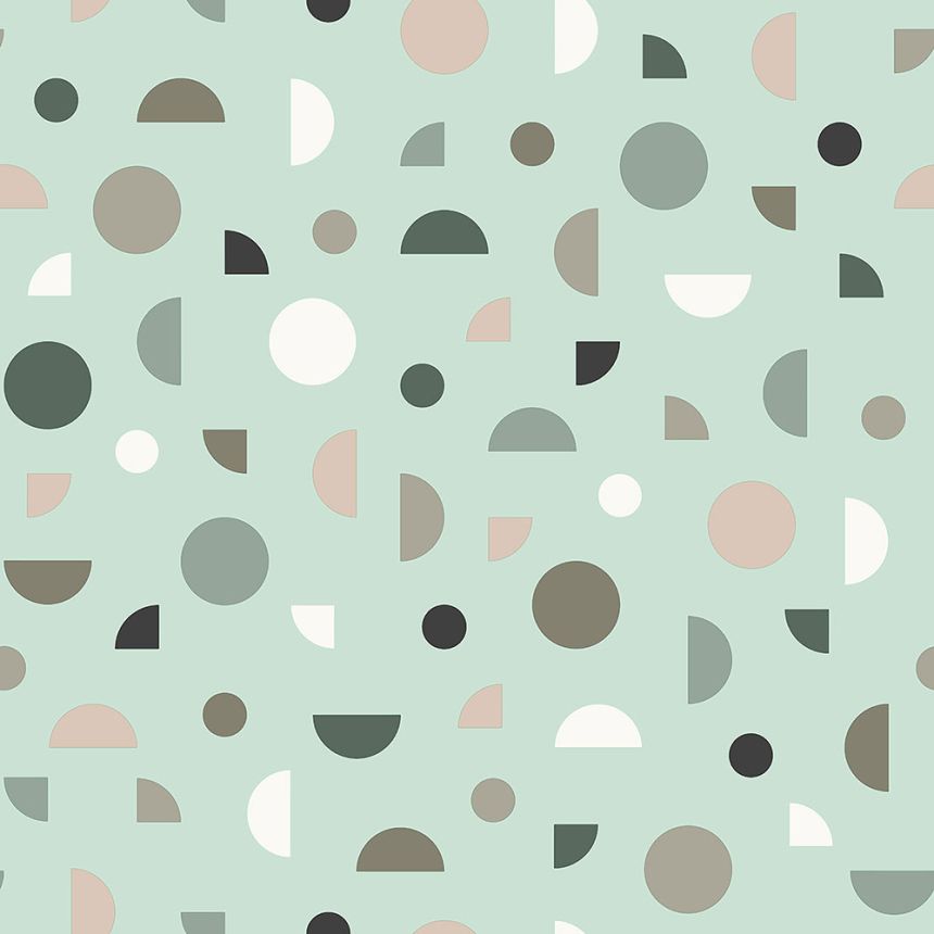 Grüne Vliestapete für die Wand, bunte geometrische Formen 139279, Forest Friends, Esta
