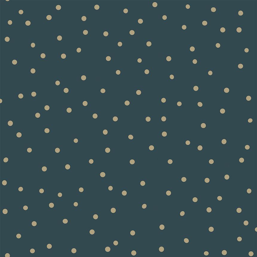 Dunkelblaue Vliestapete für die Wand, goldene Punkte 139276, Forest Friends, Esta