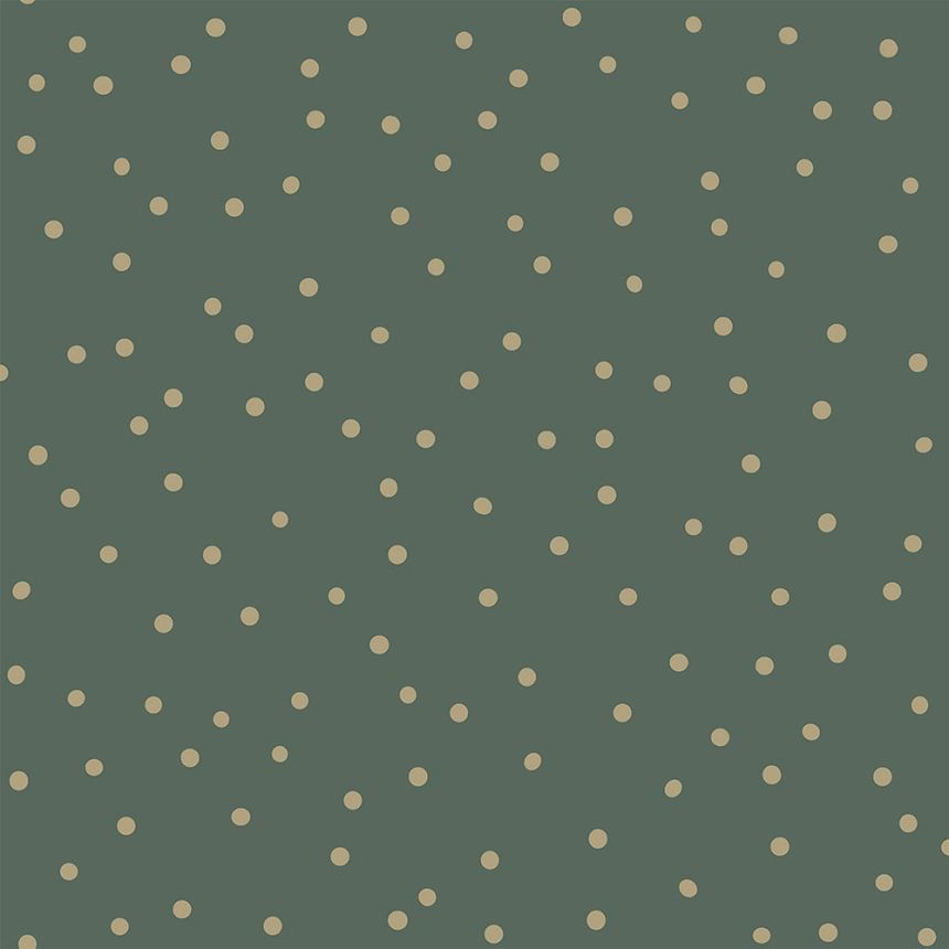 Grüne Vliestapete für die Wand, goldene Punkte 139275, Forest Friends, Esta