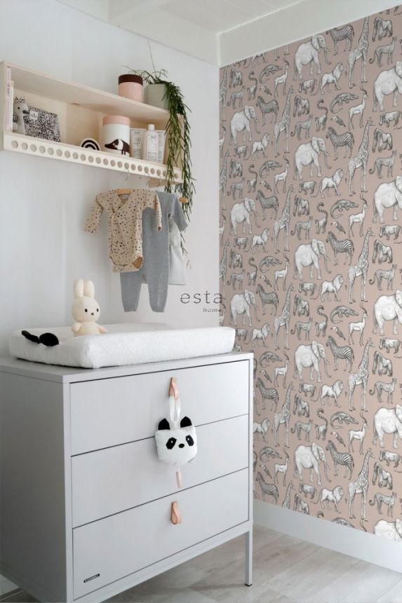 Altrosa Vliestapete Tiere aus Afrika 139271, Forest Friends, Esta