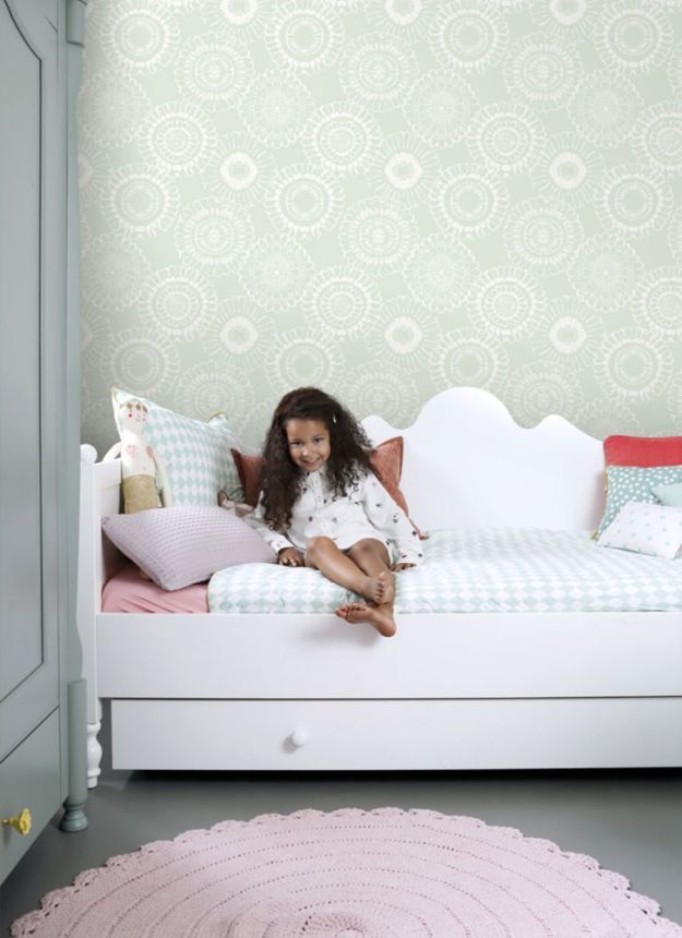Grün-weiße florale Vliestapete für die Wand 128861, Little Bandits, Esta