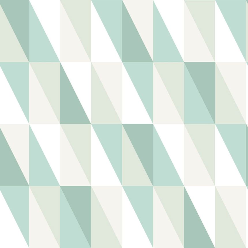 Geometrische Vliestapete, grün-weiße Dreiecke 138920, Little Bandits, Esta