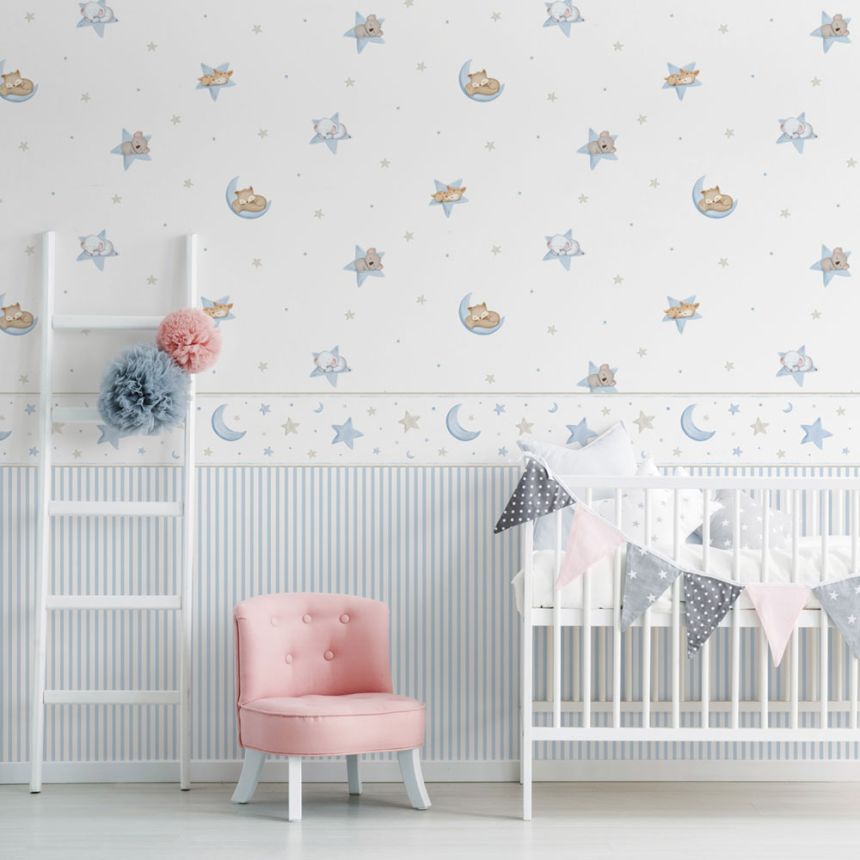Selbstklebende Tapetenbordüre für Kinder Sterne, Mond 470-1, Pippo, ICH Wallcoverings