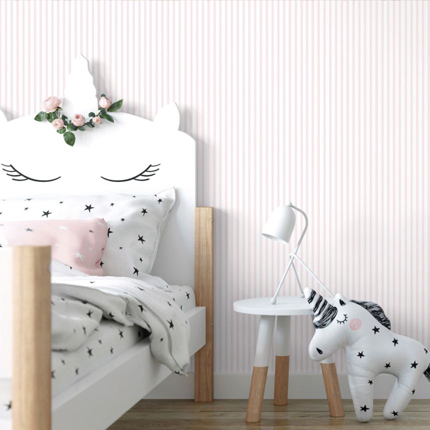 Gestreifte Tapete weiß und türkis 462-2, Pippo, ICH Wallcoverings