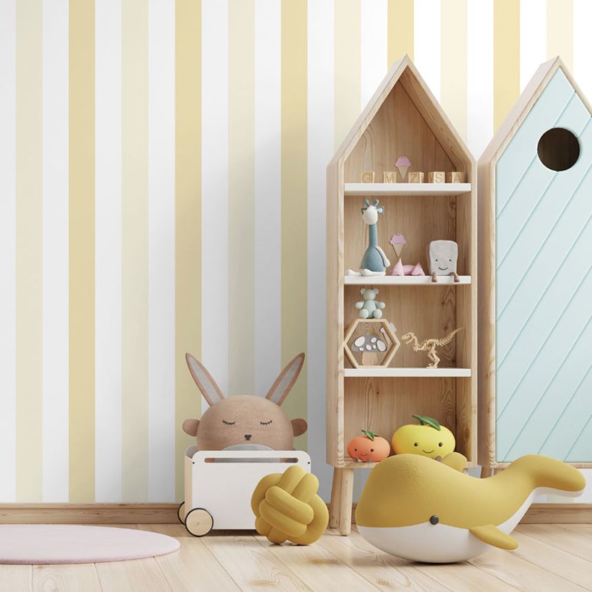 Gestreifte Tapete weiß und türkis 461-2, Pippo, ICH Wallcoverings