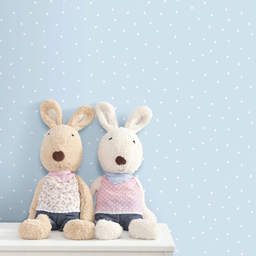 Blaue Papiertapete mit Punkten 459-1, Pippo, ICH Wallcoverings