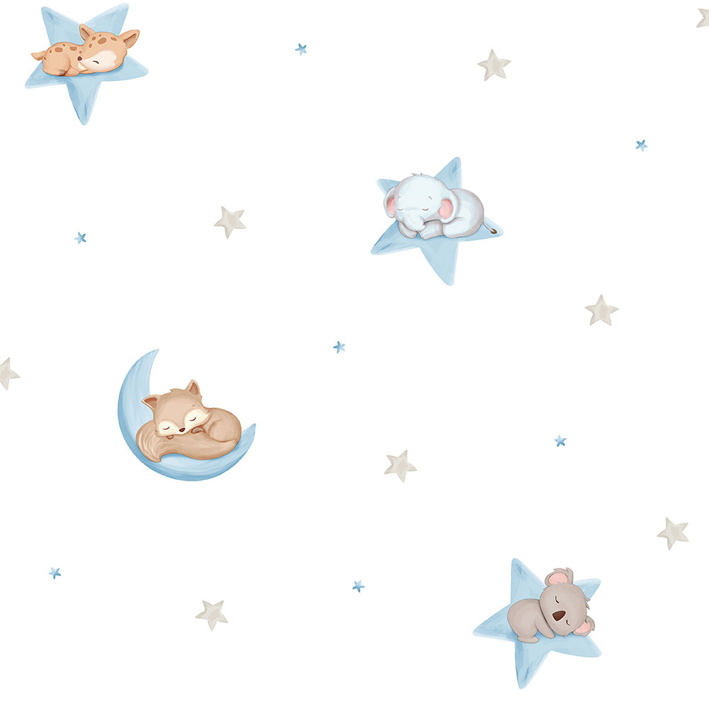 Papier, Kindertapete mit Sternen und Tieren 450-1, Pippo, ICH Wallcoverings