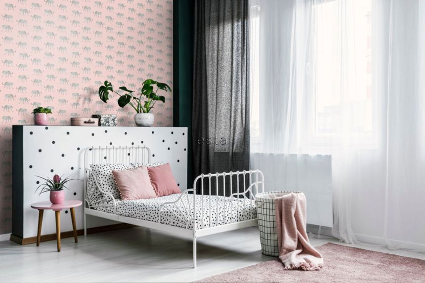 Rosa Tapete mit Leoparden, Vliestapete 139177, Paradise, Esta Home