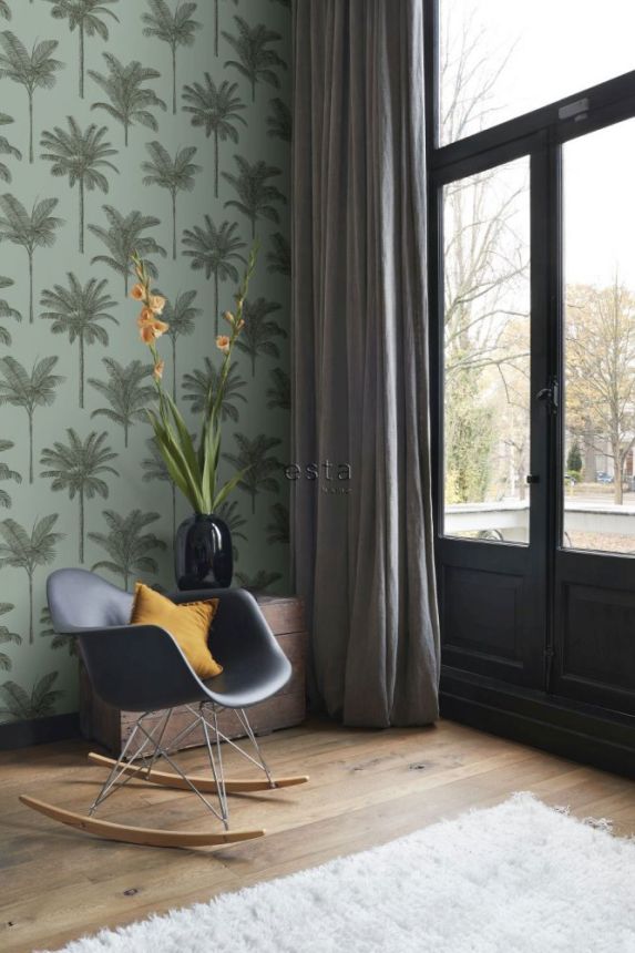 Grüne Tapete mit Palmen, Vliestapete 139165, Paradise, Esta Home