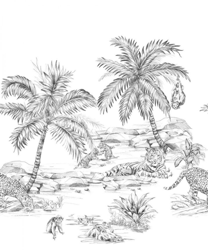 Fototapete - Tiere, Palmen, Safari, Vliestapete wandbilder 357223, 250x279cm, Precious, Origin