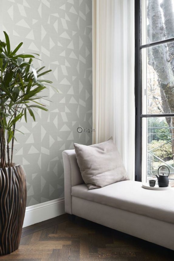 Graue Tapete mit geometrischen mustern, Stofftextur, Vliestapete 347754, Natural Fabrics, Origin