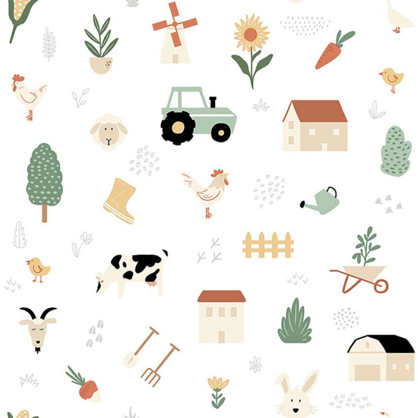 Kindertapete mit Garten- und Tiermotiven, Vliestapete M51507, My Kingdom, Ugépa