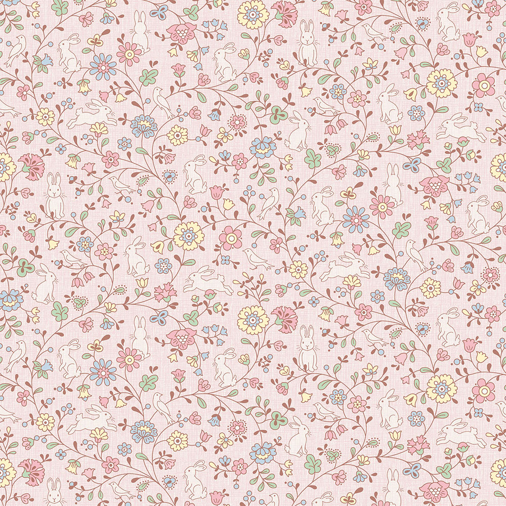 Rosa Kindertapete - Blumen, Häschen JS3105, Jack´N Rose 2024 , Grandeco