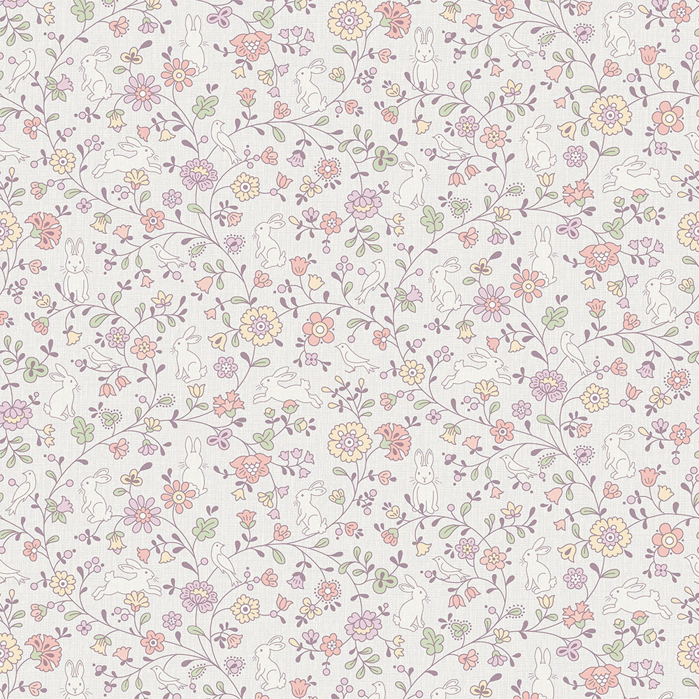 Niedliche Kindertapete - Blumen, Hasen JS3101, Jack´N Rose 2024 , Grandeco