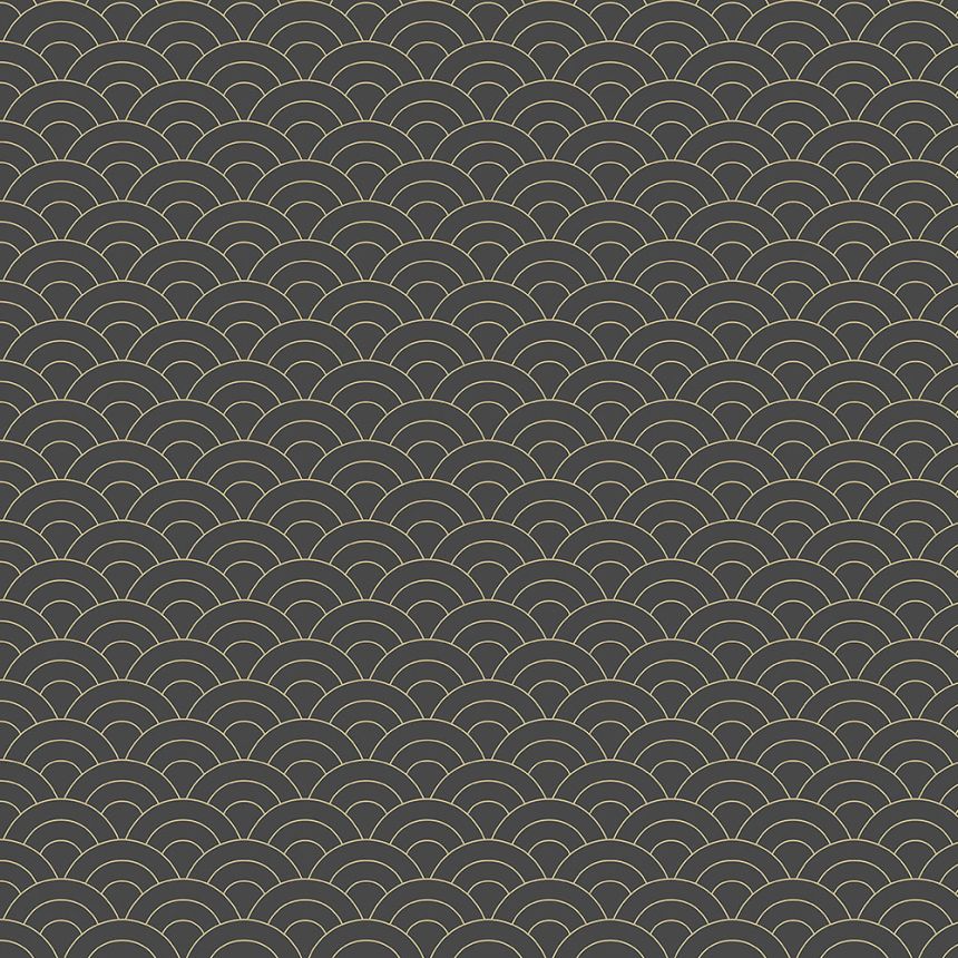 Schwarz-goldene Tapete, gewölbtes Muster 6506-4, Batabasta, ICH Wallcoverings