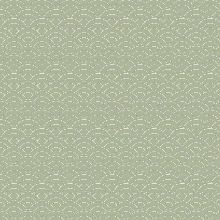 Grüne Tapete, gewölbtes Muster 6506-3, Batabasta, ICH Wallcoverings