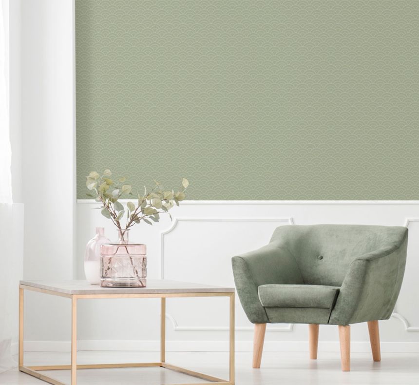 Beige-goldene Tapete, gewölbtes Muster 6506-2, Batabasta, ICH Wallcoverings