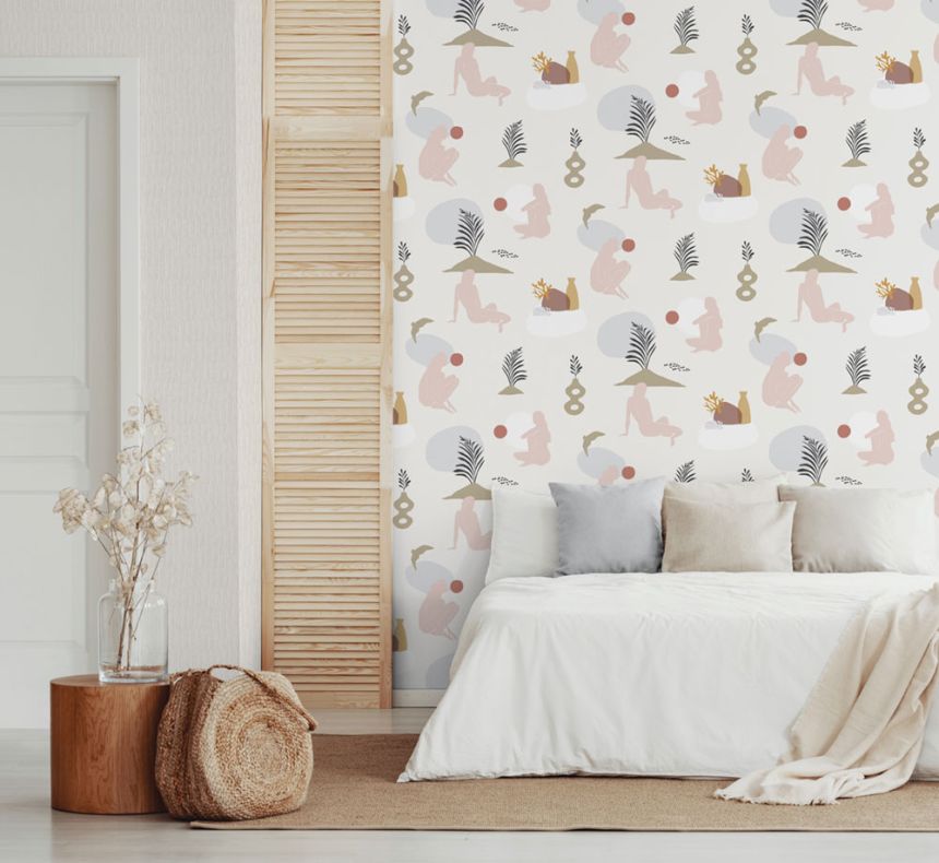 Cremefarbene Tapete, Frauen am Strand 6503-2, Batabasta, ICH Wallcoverings
