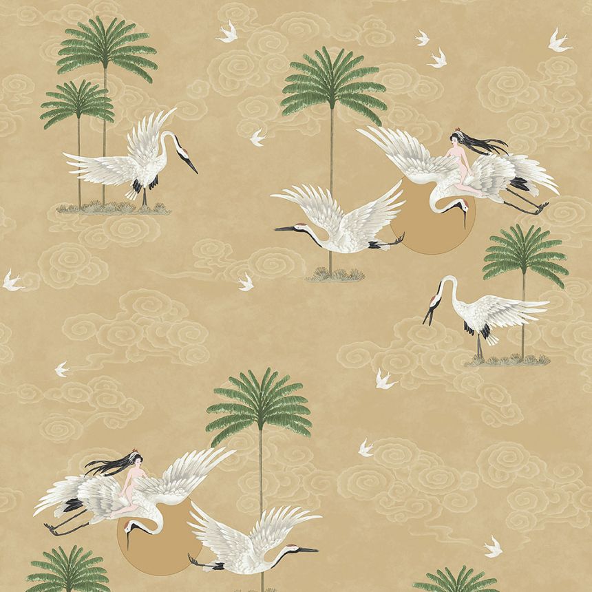 Ockerfarbene romantische Tapete, Natur 6501-4, Batabasta, ICH Wallcoverings