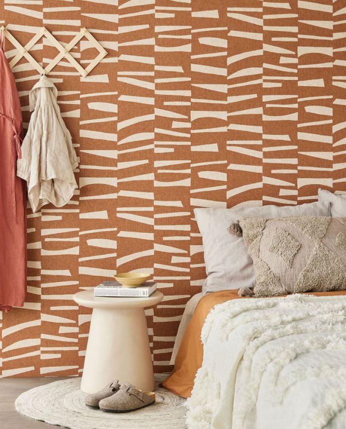 Braun-beige Tapete mit geometrischem Retro-Muster 318026, Twist, Eijffinger