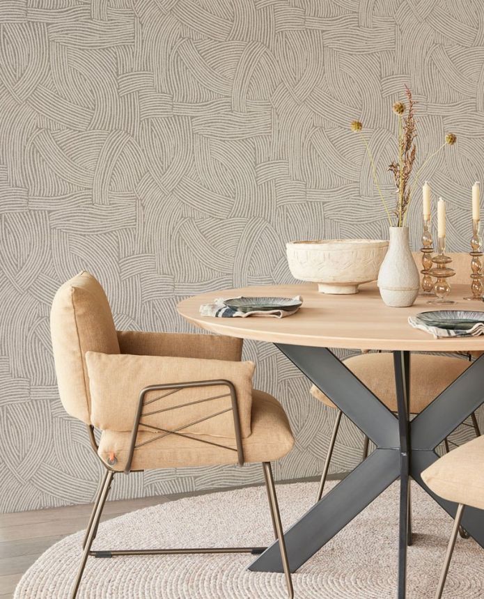 Graue Tapete mit grafischem Ethno-Muster 318015, Twist, Eijffinger