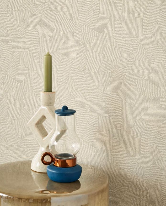 Cremefarbene Tapete mit grafischem Ethno-Muster 318000, Twist, Eijffinger