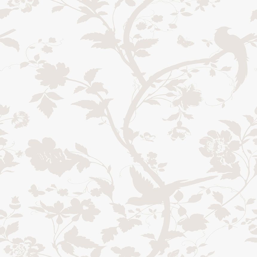 Tapete mit beigen Blumen und Vögeln 113391, Laura Ashley, Graham & Brown