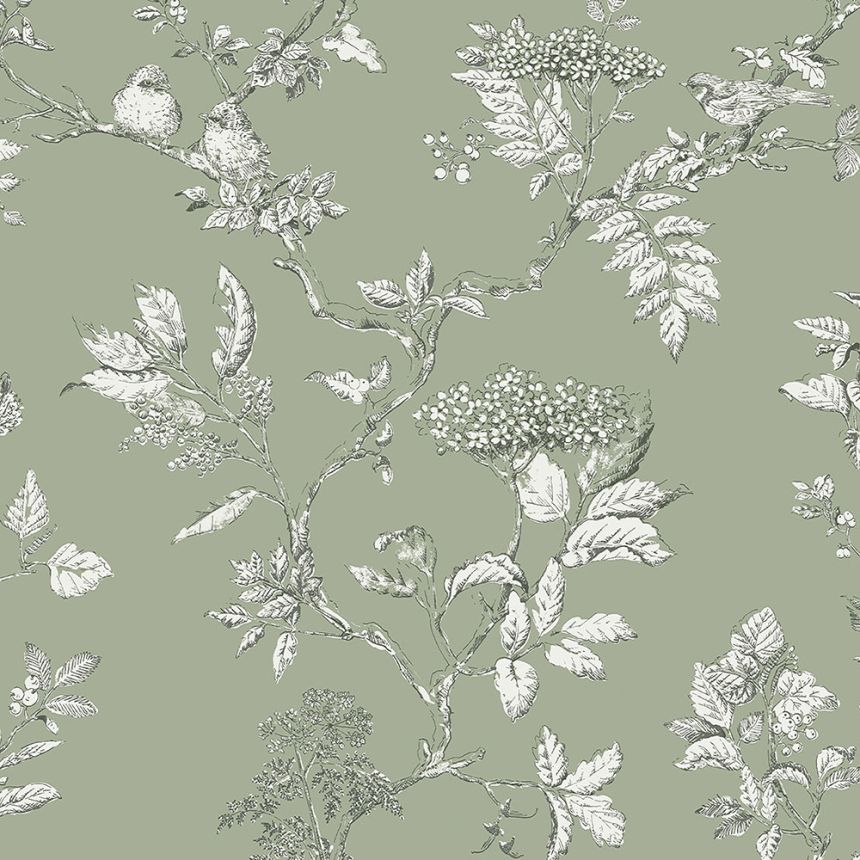 Tapete mit Vogelbeeren 113348, Laura Ashley, Graham & Brown