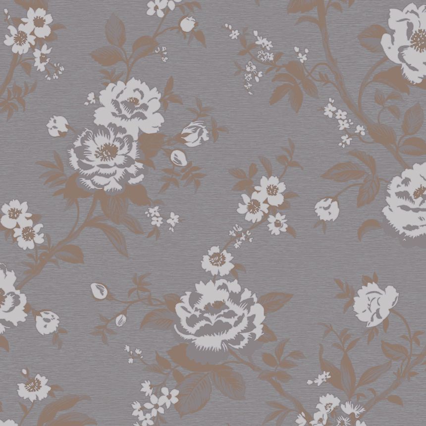 Graue Tapete, Blumen, M57709, Adéle, Ugépa